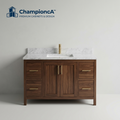 Championca™ Walnut Marble-Top Bathroom Vanity Cabinet