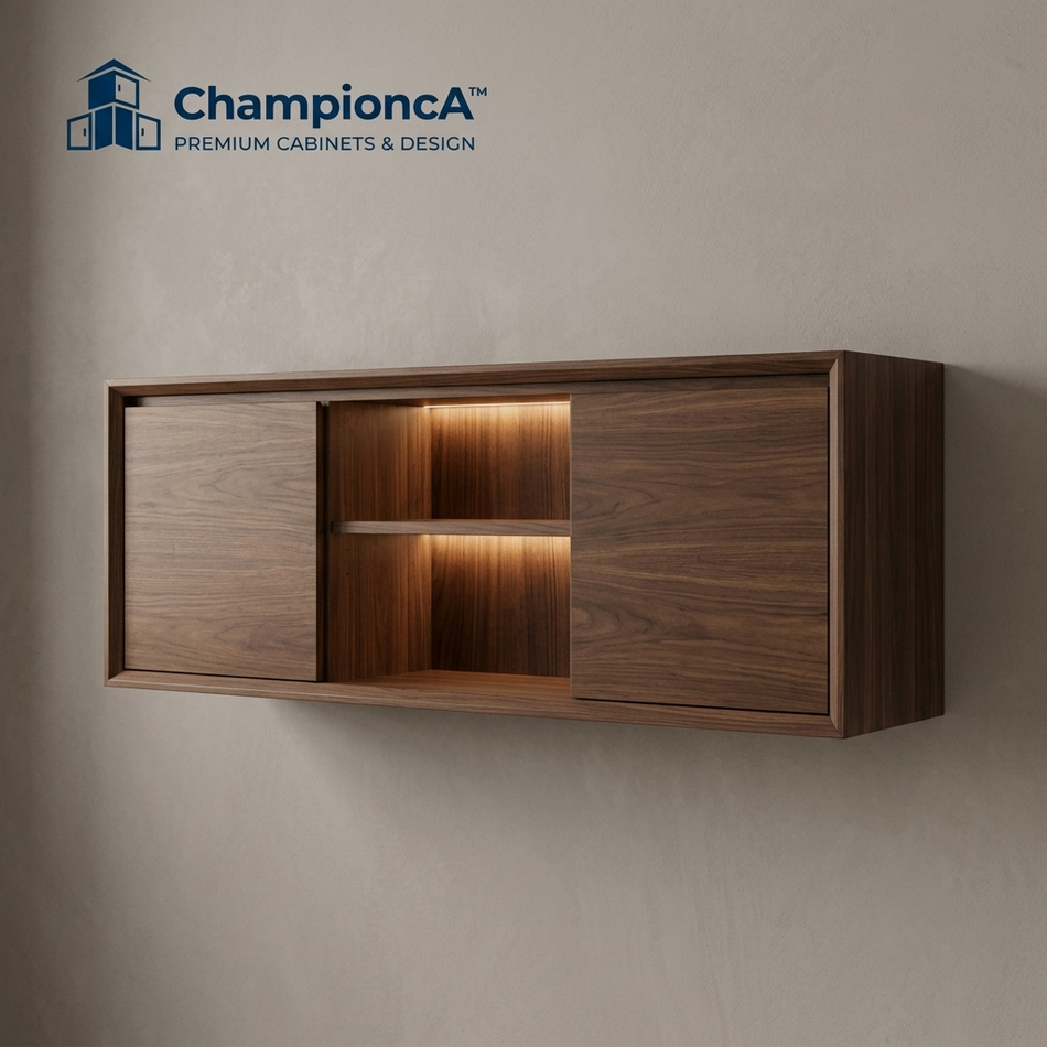 Championca™ Modern Floating Sliding Door Wall Cabinet