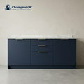 Championca™ Navy Stone-Top Storage Sideboard Cabinet